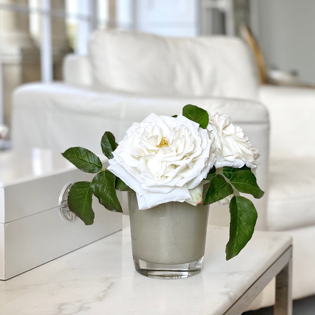 White Rose Side Table Display