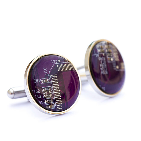 Gift for him: circuit board cufflinks by Recomputing