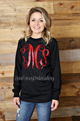 Long Sleeve Monogrammed Tee – Sew Fancy Designs