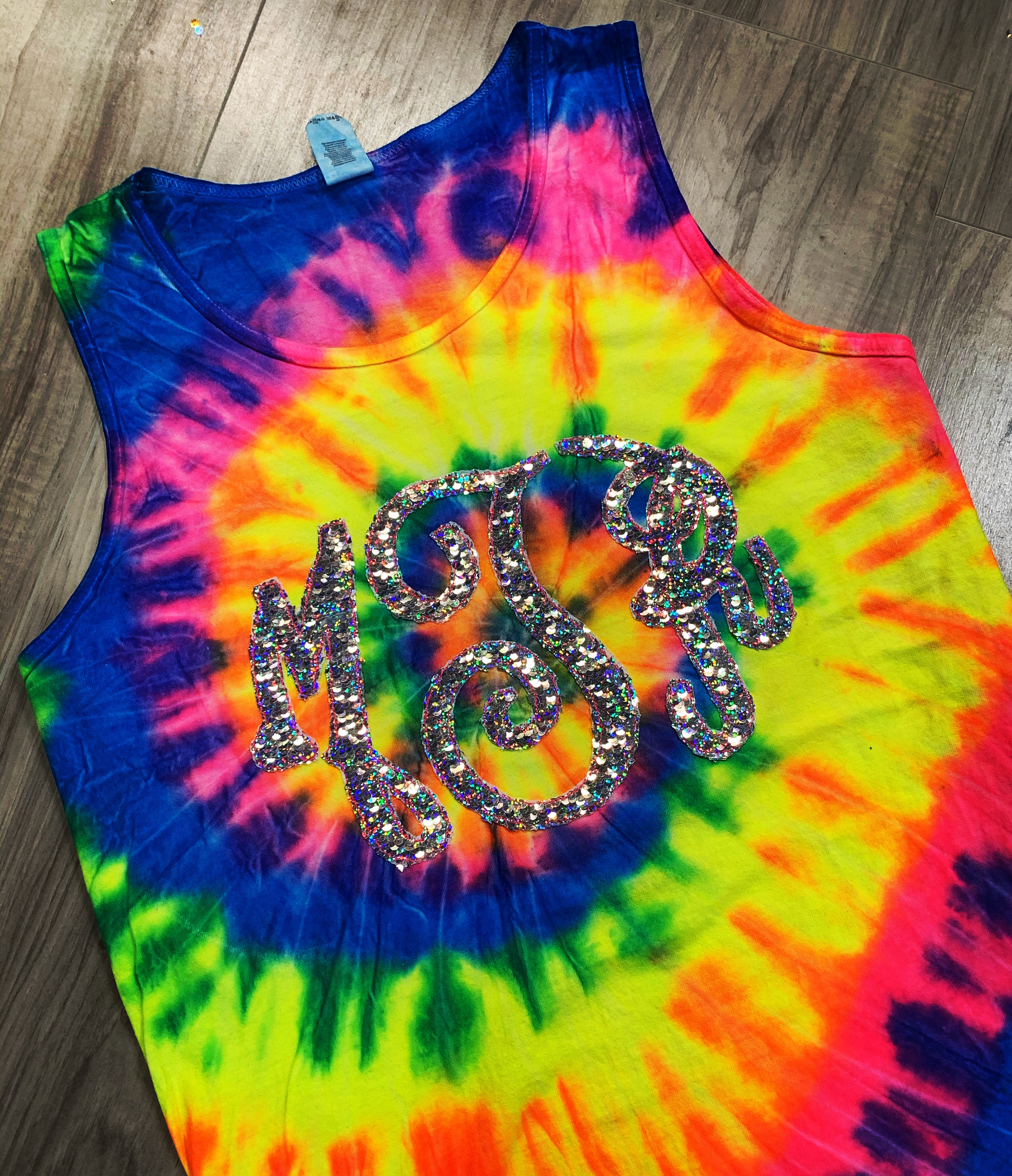 Tie Dye Mermaid Sequin Monogrammed Tee/Tank