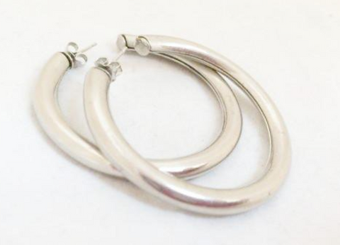 Silver Hoops Vintage Costume Jewelry Metal Hoop Earrings Bijoux shop online talkingfashion