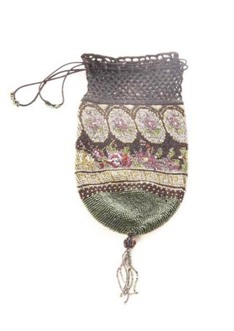 Reticule Bag Drawstring Beaded Antique Purse vintage accessories blog talkingfashion