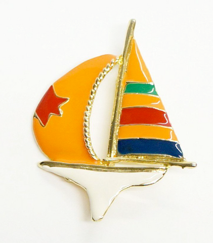 Sea Boat Figural Jewelry Vintage Pin Brooch from talkingfashionnet