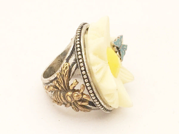 Butterfly Bee Bug Insect Jewelry Floral Cocktail Ring Nand