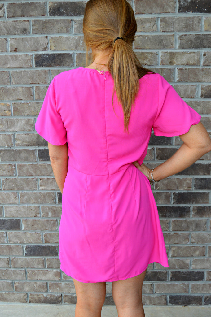 pink boutique wrap dress