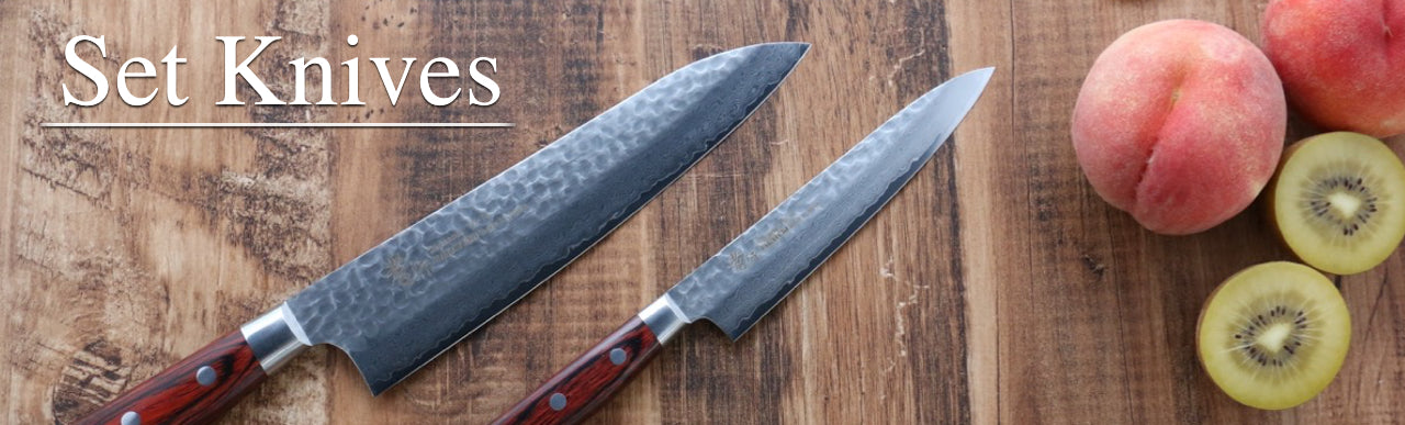 Iseya G-Series 33 Layer VG-10 Damascus Japanese Chef's Knife Set (Gyuto - Santoku - Petty150mm)