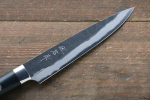 Takeshi Saji Blue Super Kurouchi Hammered Petty-Utility Japanese Knife 135mm Black Micarta Handle - Japanny - Best Japanese Knife