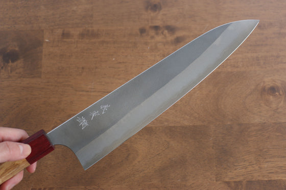 Yoshimi Kato Blue Super Nashiji Gyuto Japanese Knife 240mm with Red Honduras Handle - Japanny - Best Japanese Knife