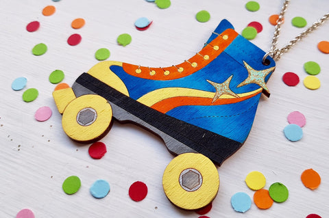 Retro 80s Roller skate necklace by the Squeaky Frog