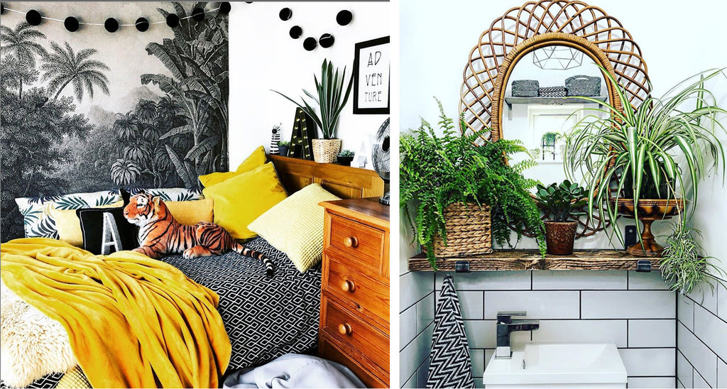 House Tour: Rachel’s Eclectic Retro Home - bedroom and bathroom