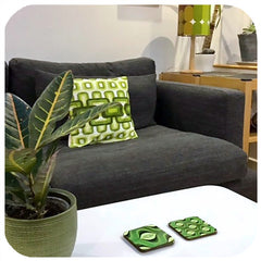 Customer photo of 70s Green Op Art Coasters in retro lounge