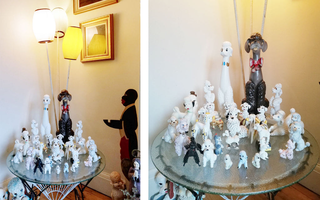 Hazel's Kitsch Poodle Collection with 50s lamp - Inkabilly Blog House Tour