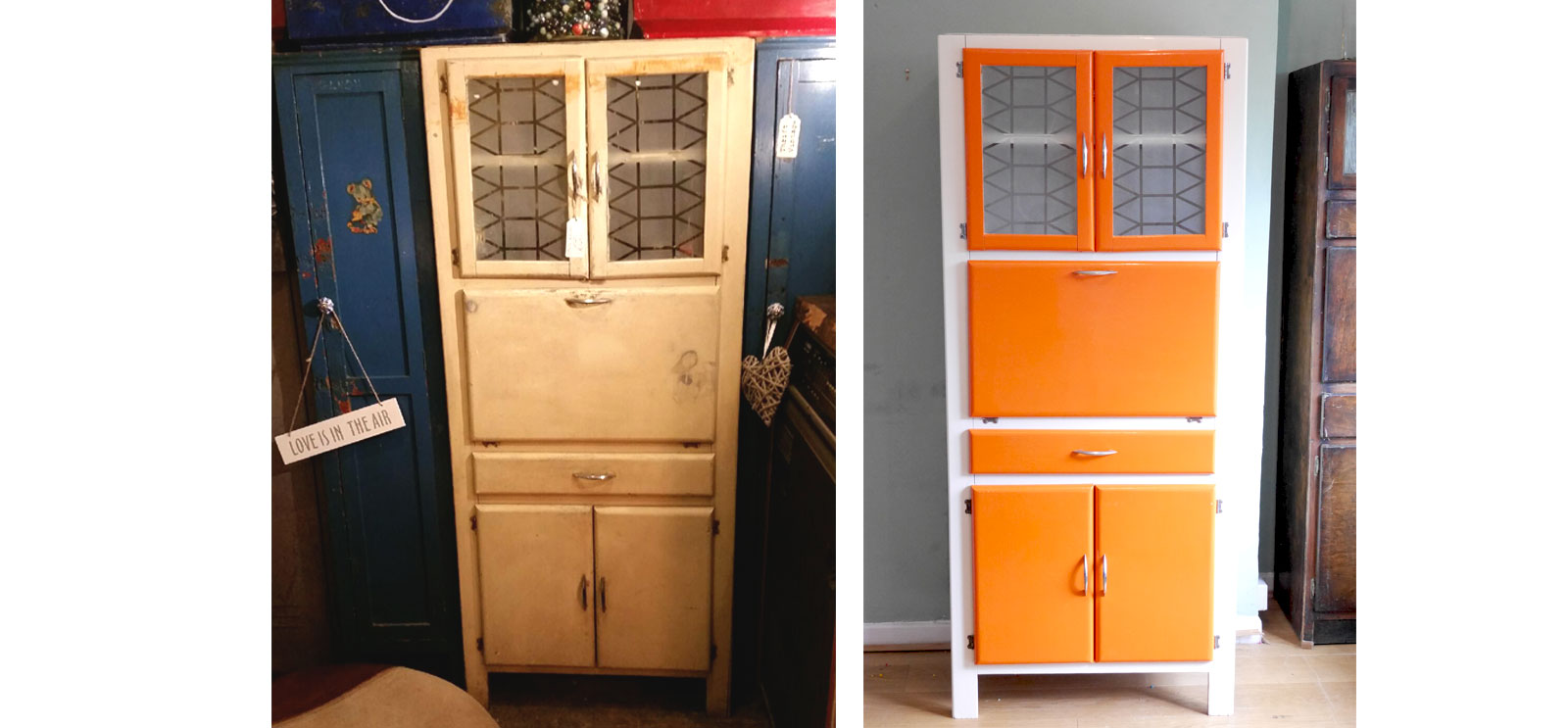 Hoosier cabinet refurb before and after shots