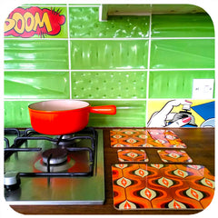 Customer photo - Op Art placemats in pop art kitchen | The Inkabilly Emporium