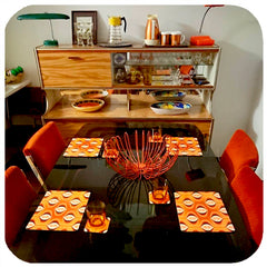 Customer photo - 70s Op Art placemats and coasters in Mid Century Dining Room