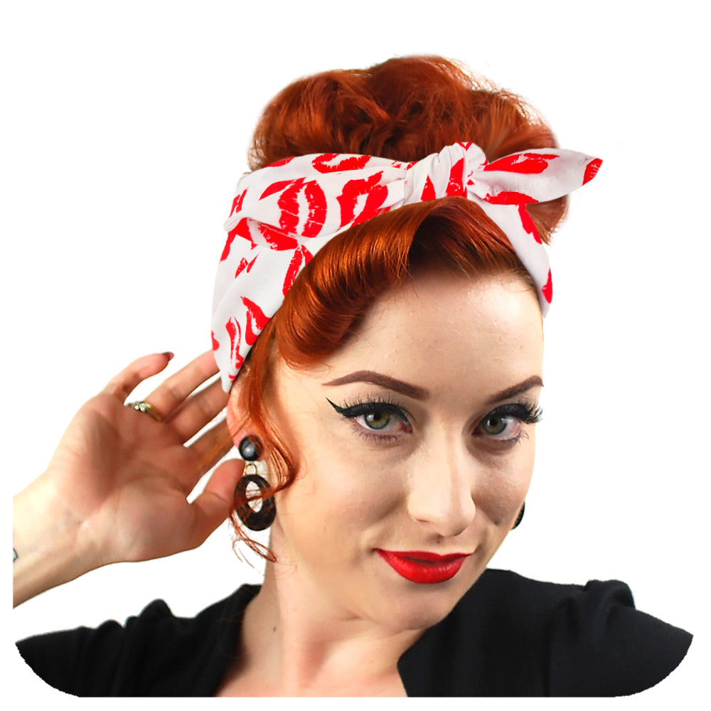 Lipstick Kisses Bandana | The Inkabilly Emporium