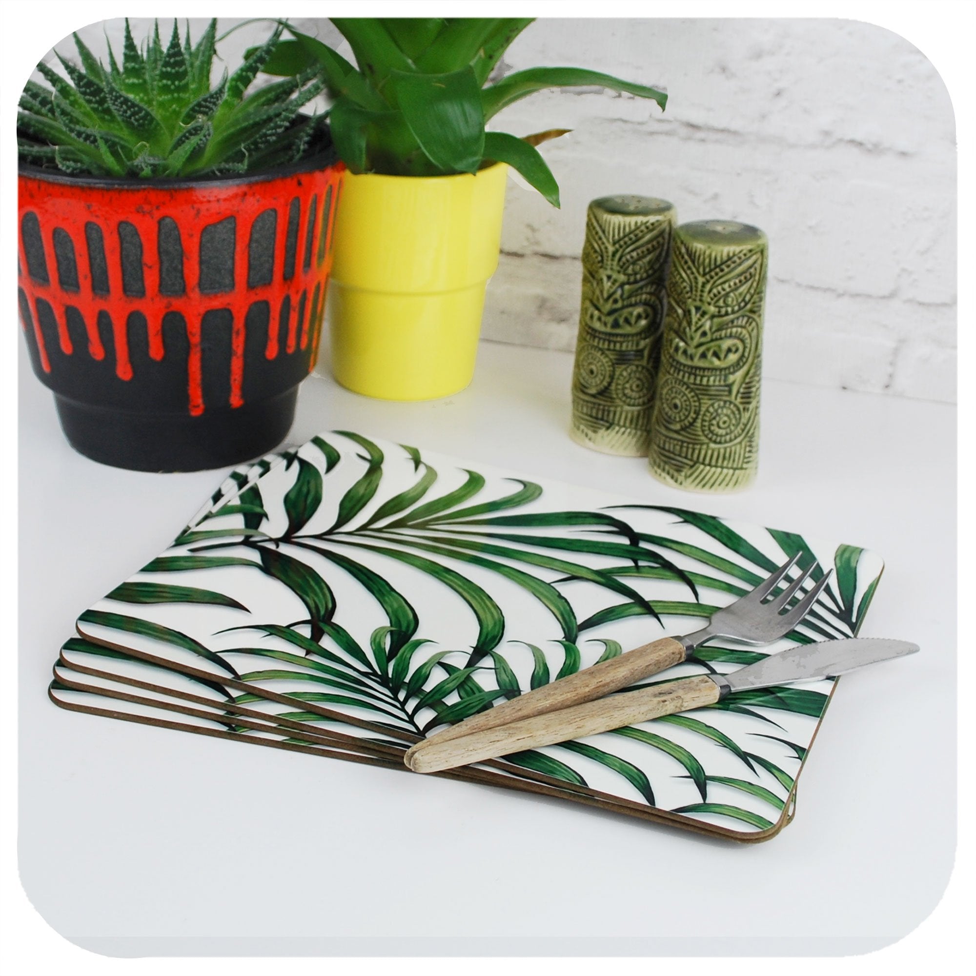 Palm Leaf Print Placemats, set of four The Inkabilly Emporium