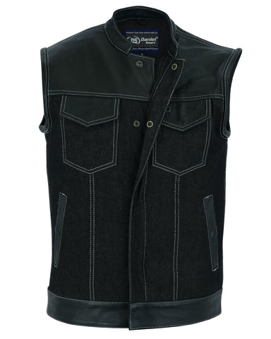 leather/denim combo vest