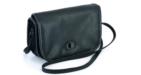 Women's Black Construction Leather Purse/Shoulder Bag