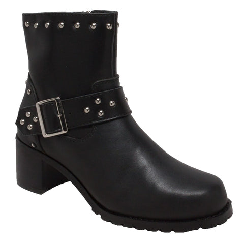 Women's 8" Heeled Buckle Biker Boot