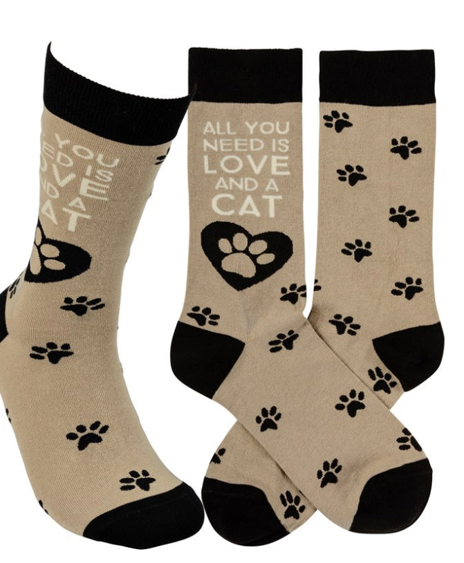 All You Need is Love and a Cat Socks - One Size