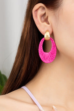 Raffia Oval Hoop Earrings