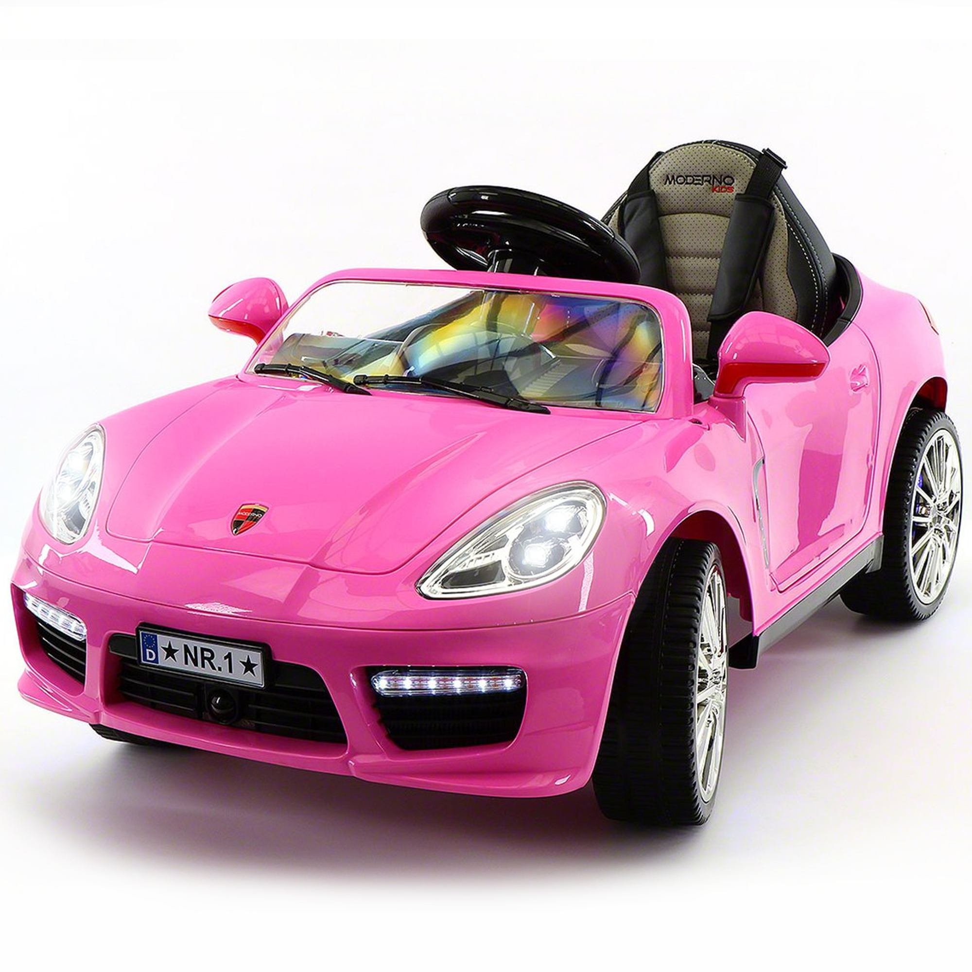 pink kids ride on car