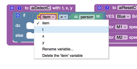 Creating the test for the 'if' statement to check if the A.I. has seen a person or something else