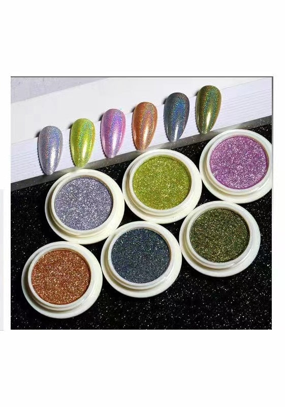 Solid Holographic Laser Powder Holo Golden Silver for Nails Mirror  Chameleon Effect Multi Chrome Manicure Pigment Glitter Salon Home Nail Art  DIY Deco