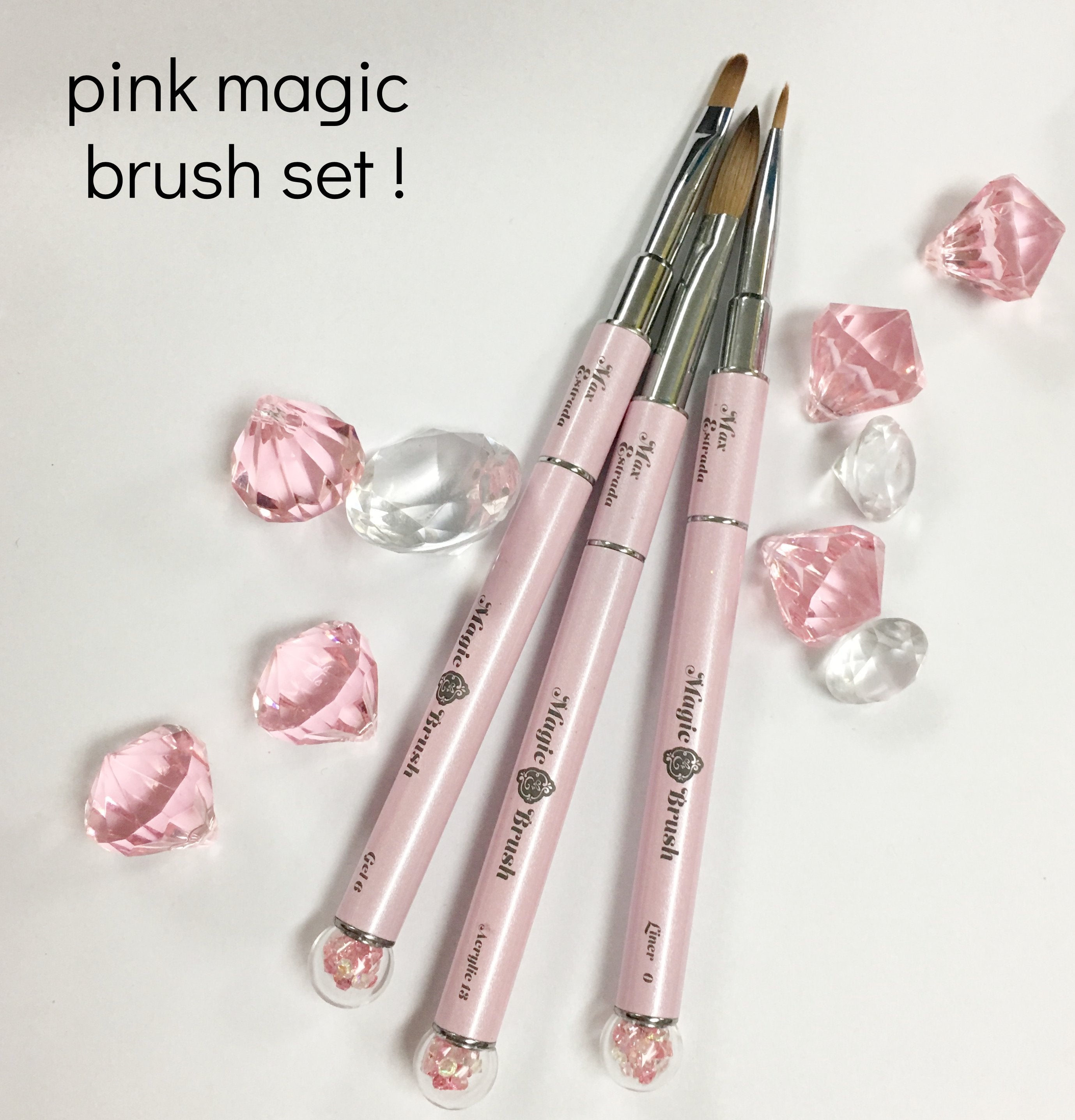 My Pink Tool nail art brush set (8Pcs 3D Nail Art Brush, Gradient