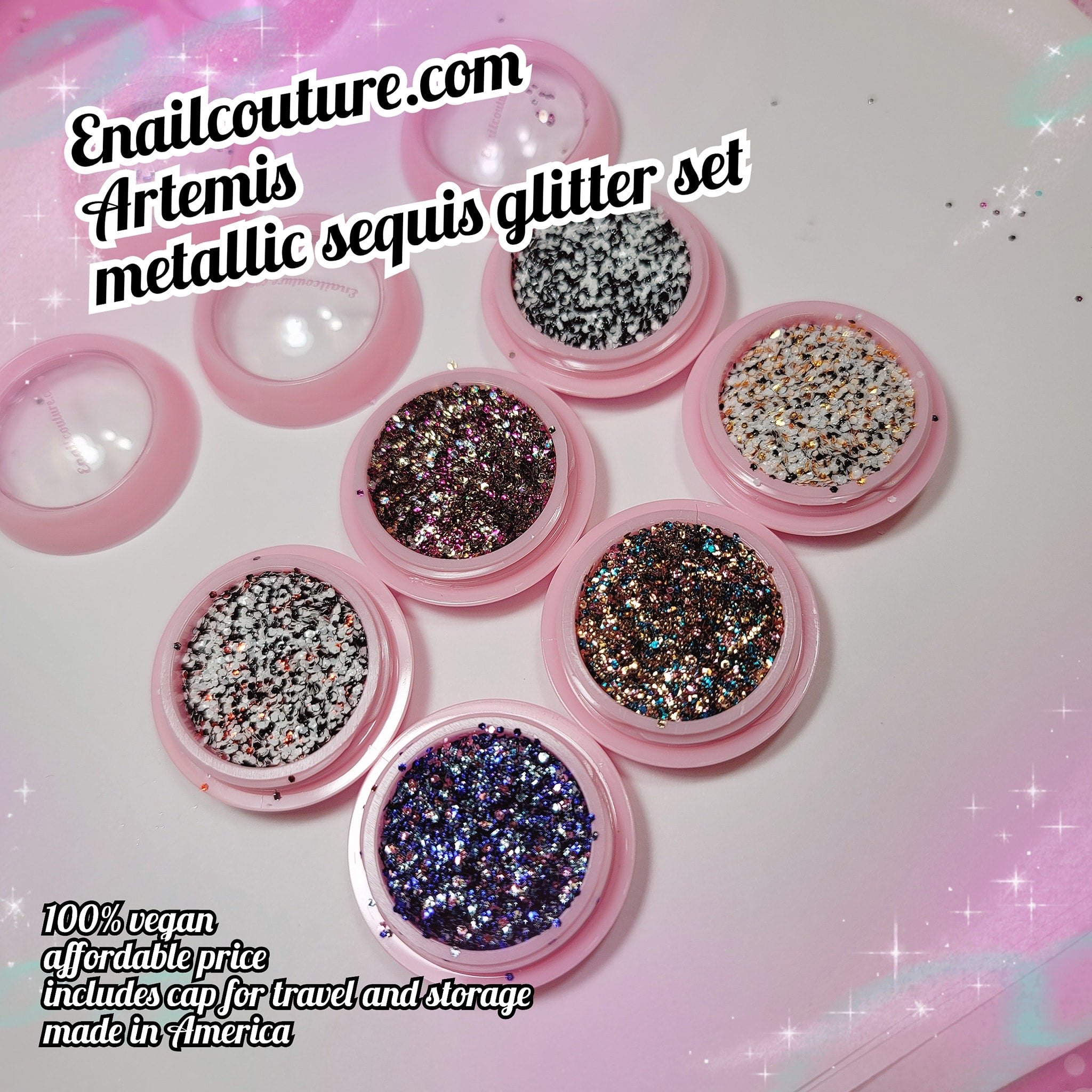 Tart glitter set (Set of 6 Holographic Nail Glitter Mermaid Powder Fla