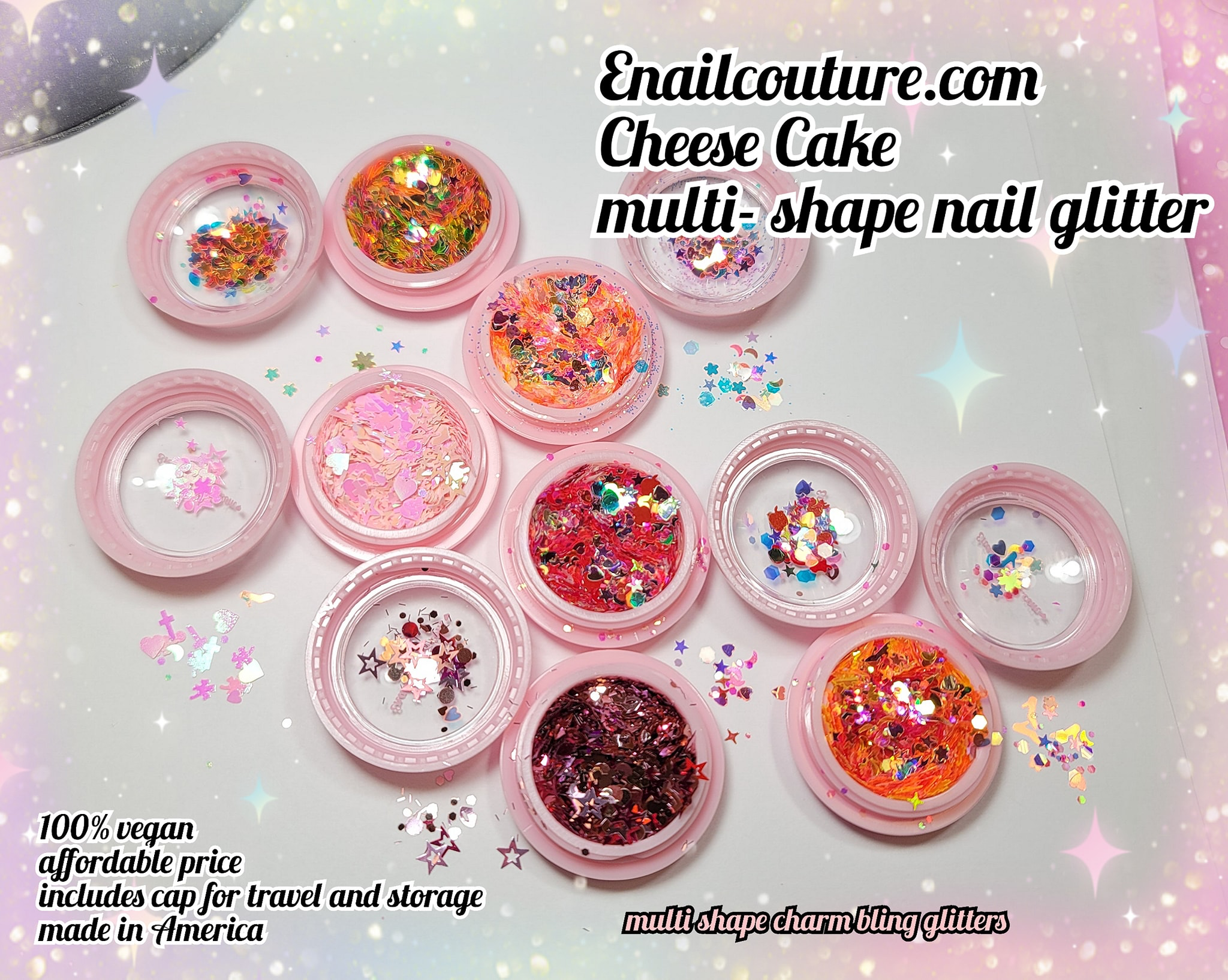 Tart glitter set (Set of 6 Holographic Nail Glitter Mermaid Powder Fla