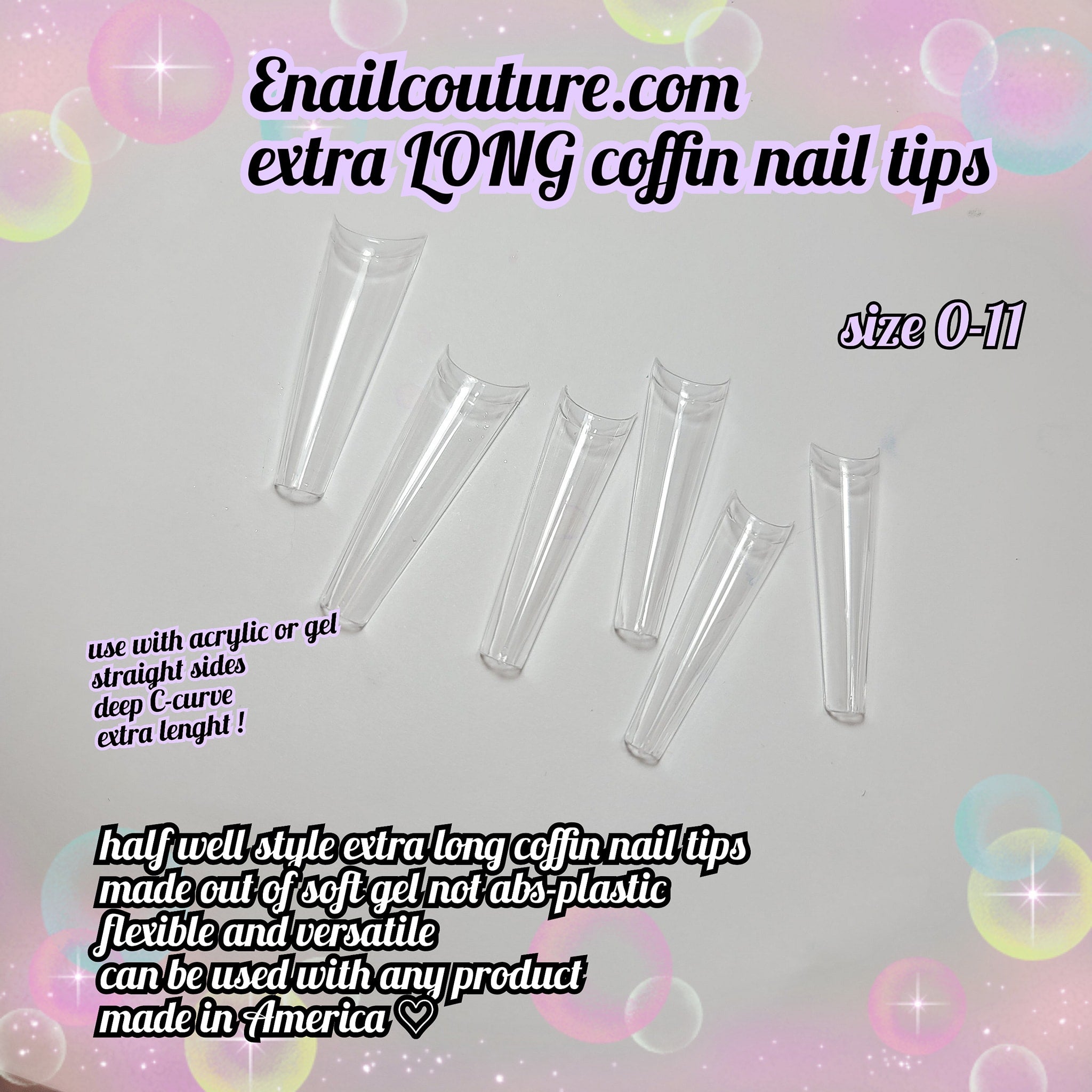Extra Long Coffin Nail tips (XXL Coffin Nail Tips Clear Acrylic Nail Tips Half Cover False Fake Nail Tips with Case for Nail Salons Home)