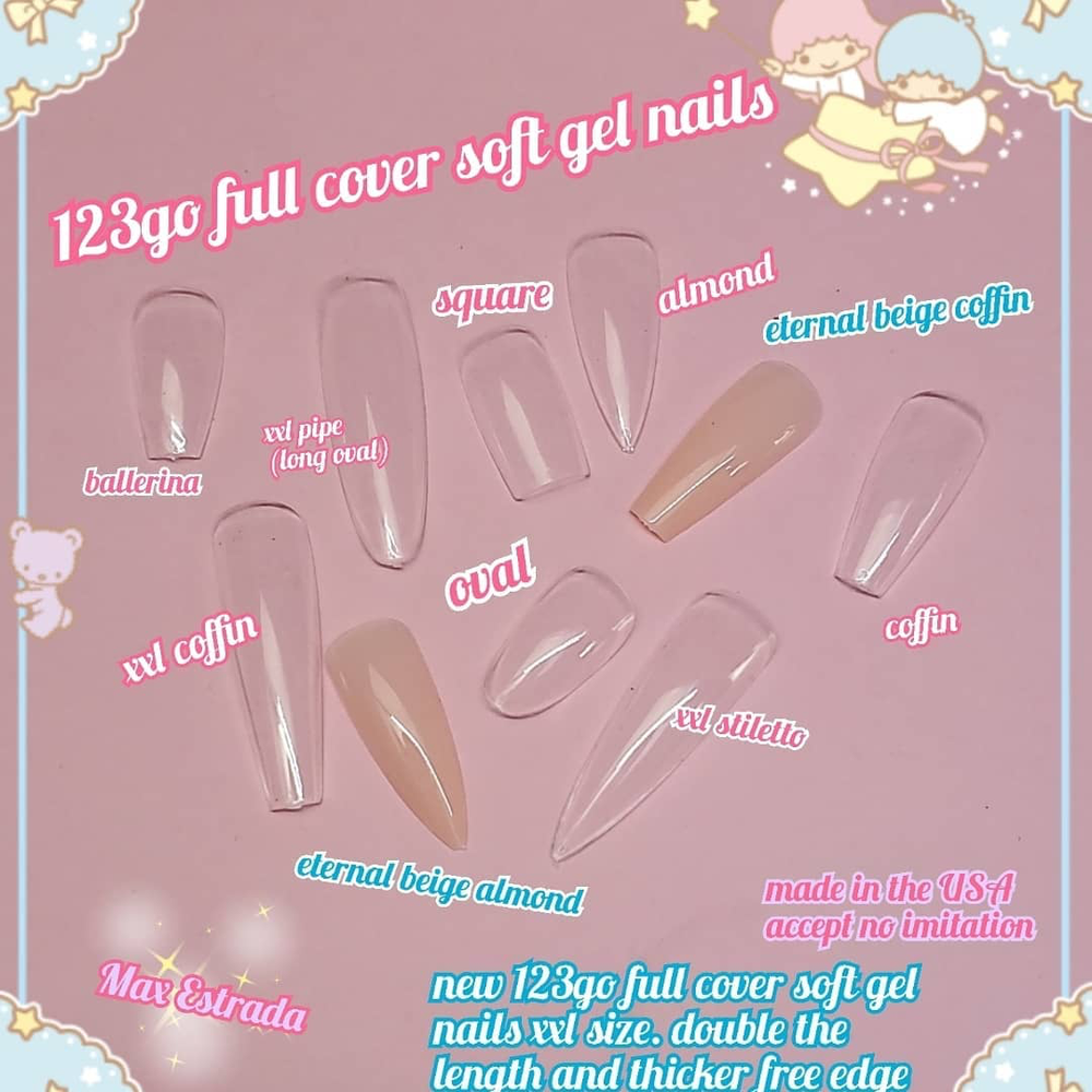 123 Go! Nails (pre made full coverage gel nail tips) (Full Cover False ...