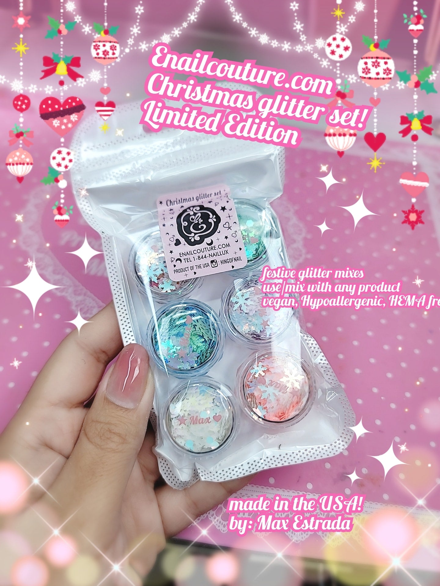 Cheese Cake Glitter Set (Set of 6 Holographic Nail Glitter Mermaid Pow