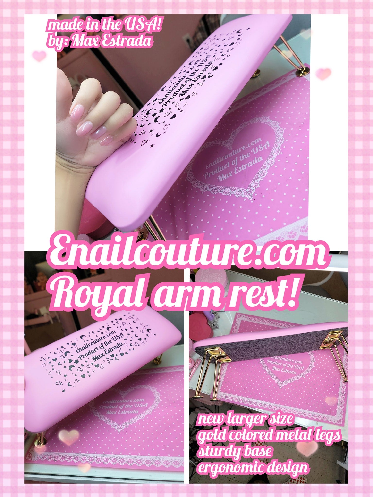 Arm rest & Table cover, pink matt !~ cute and fun logo work