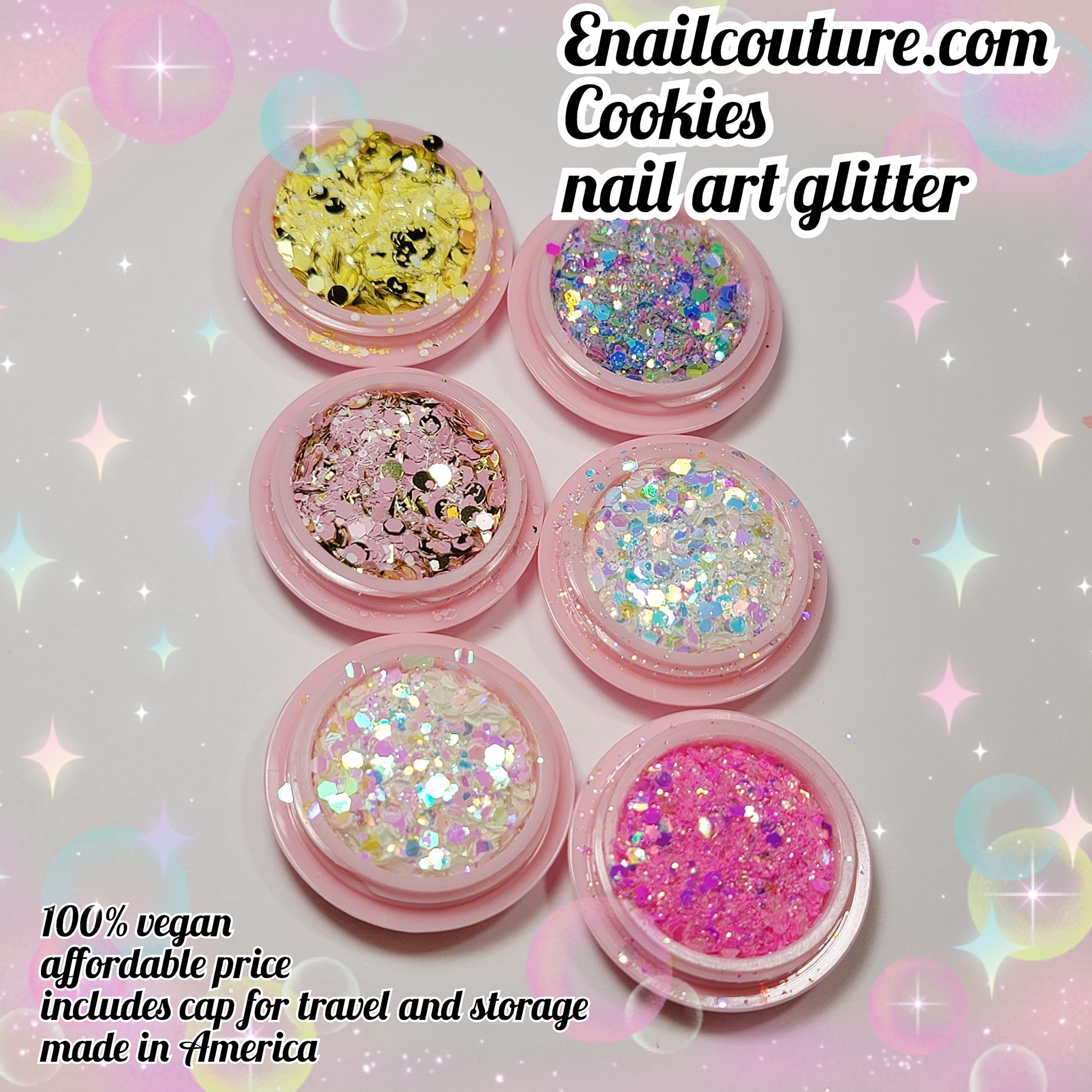 Tart glitter set (Set of 6 Holographic Nail Glitter Mermaid Powder Fla