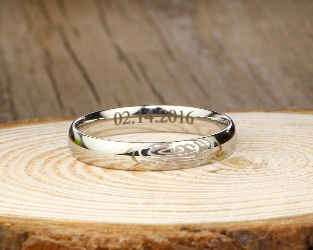 Your Actual Finger Print Rings, His and Hers Matching White Gold Polis