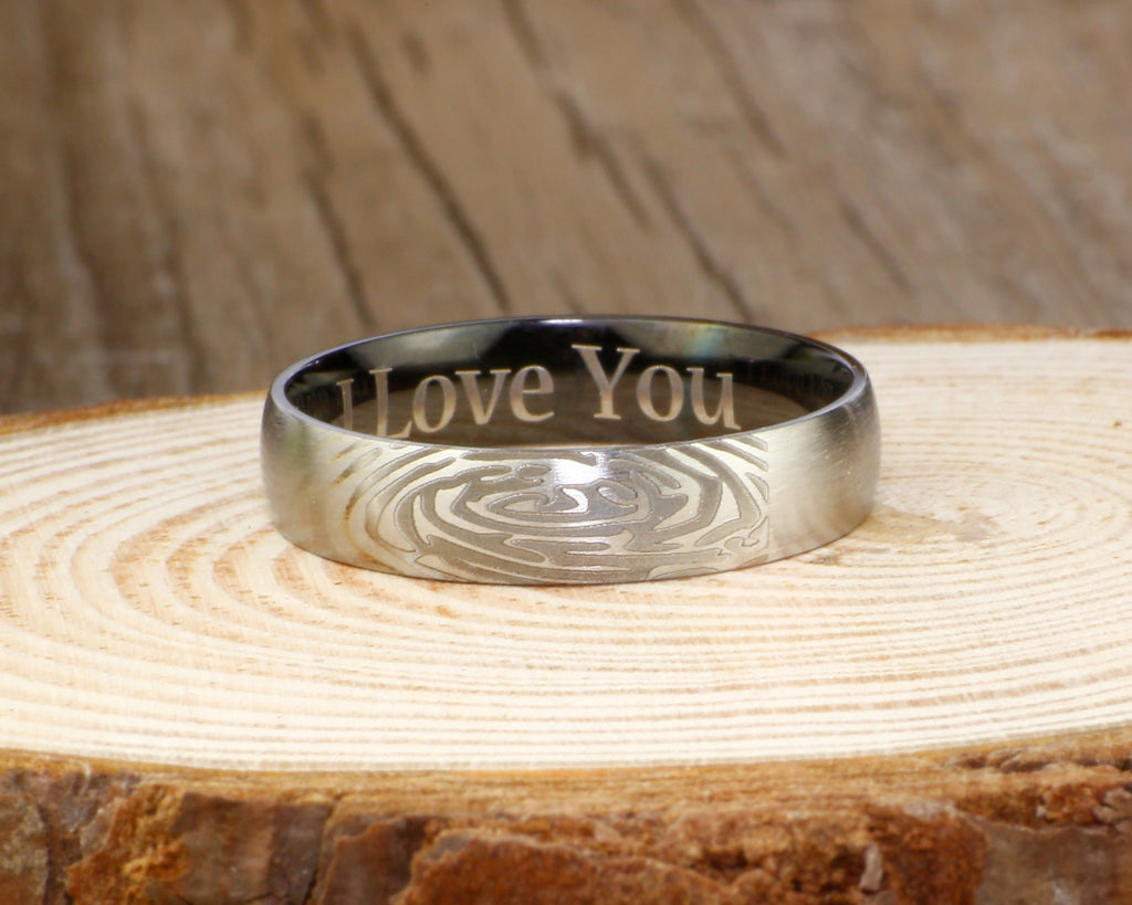 Your Actual Finger Print Rings, WEDDING RING -- Personalized Matt Two