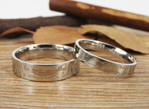 Handmade Your Marriage Vow & Signature Rings Wedding Rings, Matching W