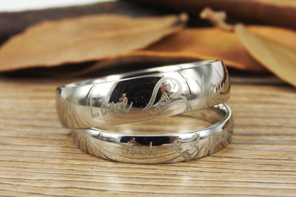 Handmade Two Heart become One Heart Matching Wedding Rings, his and he