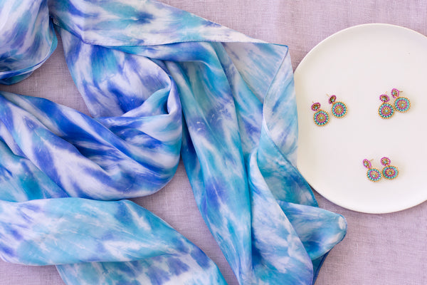 silk scarf with earrings