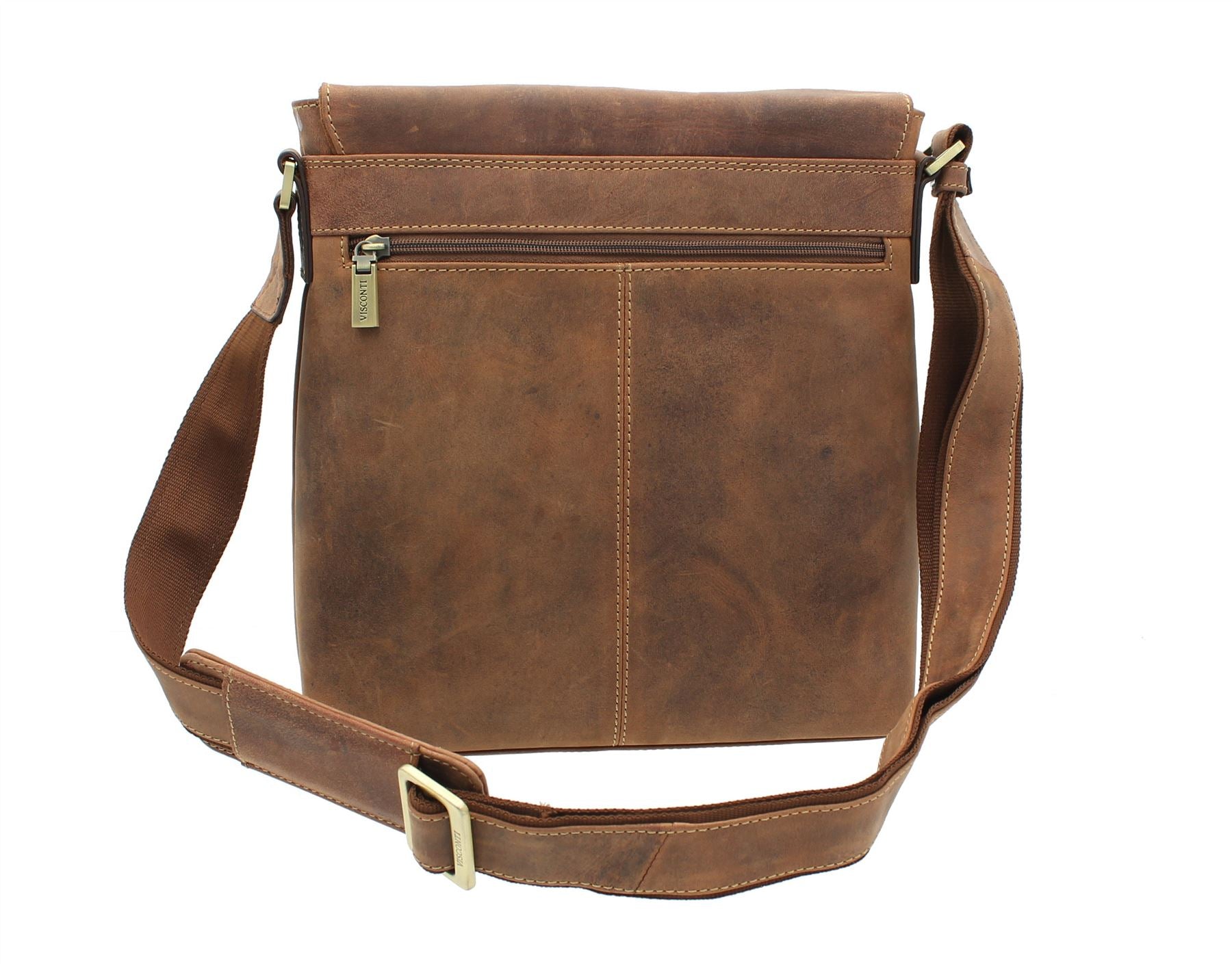 John Lewis Ottawa Oiled Leather Messenger Bag, Brown at John Lewis