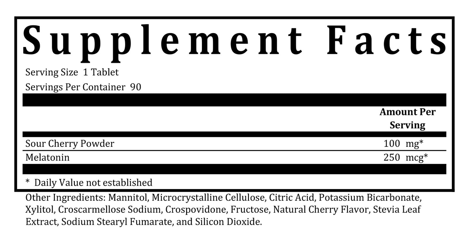 Micro Melatonin supplement facts box