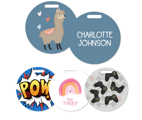 tween/adult circle bag tags