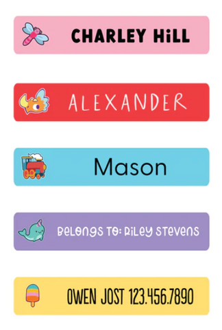 custom name labels for kids waterproof and dishwasher safe mini rectangle