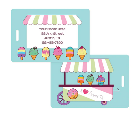 sample bag tag with ice cream theme