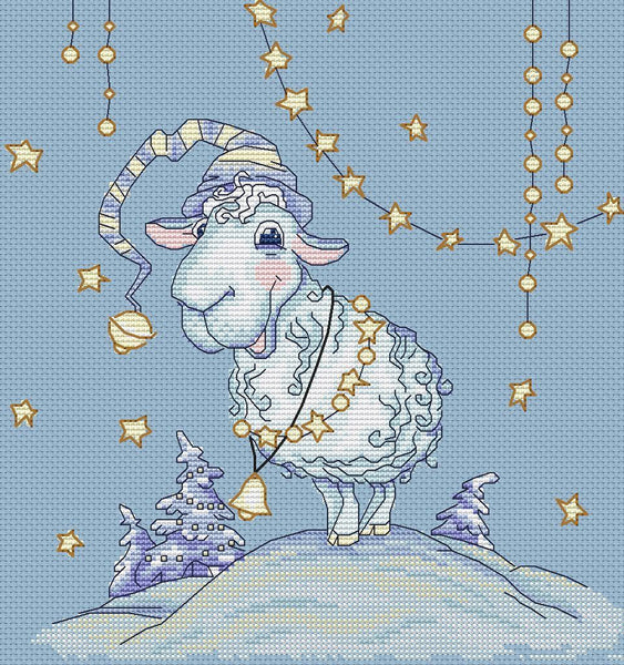 Cross stitch pattern Christmas Sheep - Crossstitchclub