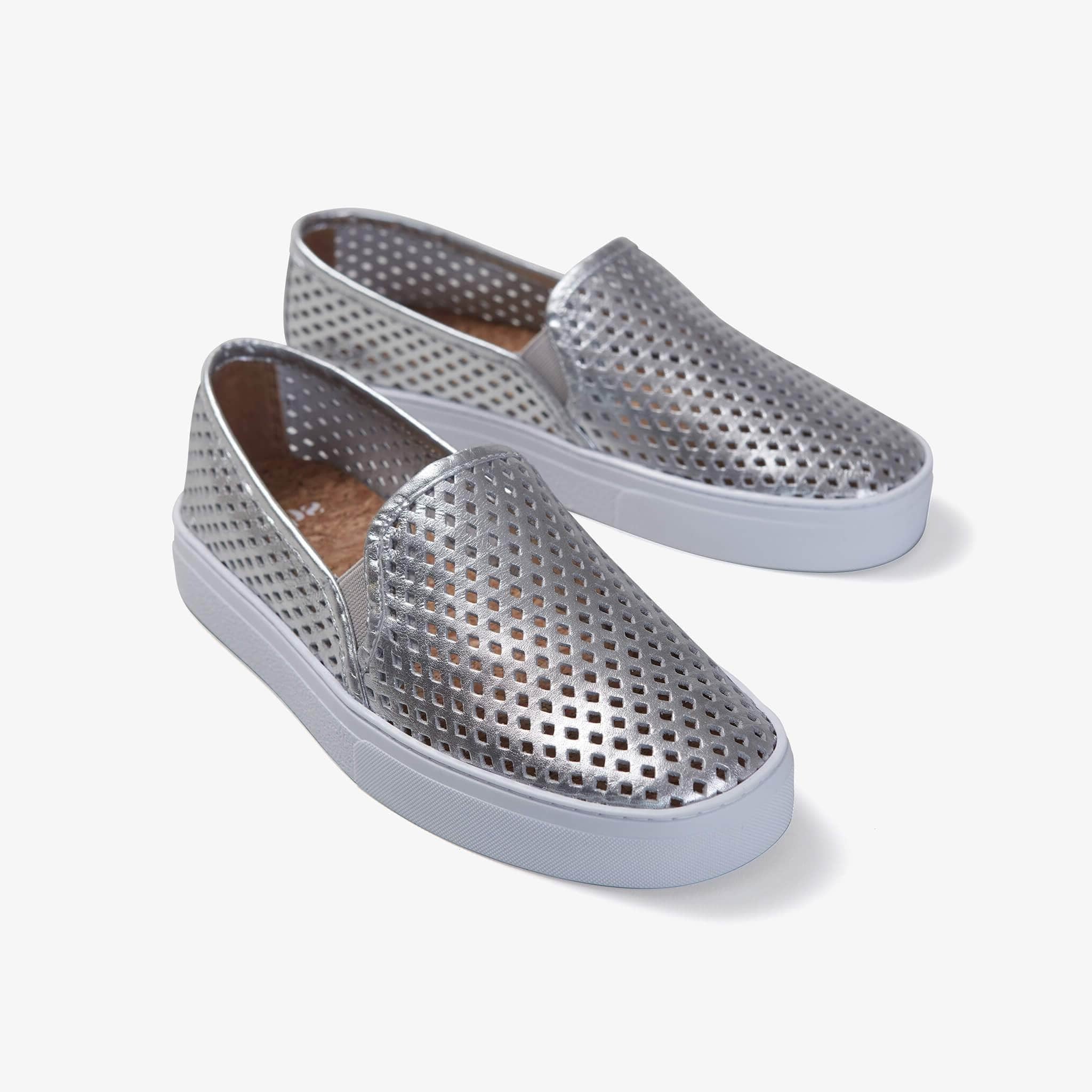 silver slip on dress shoes
