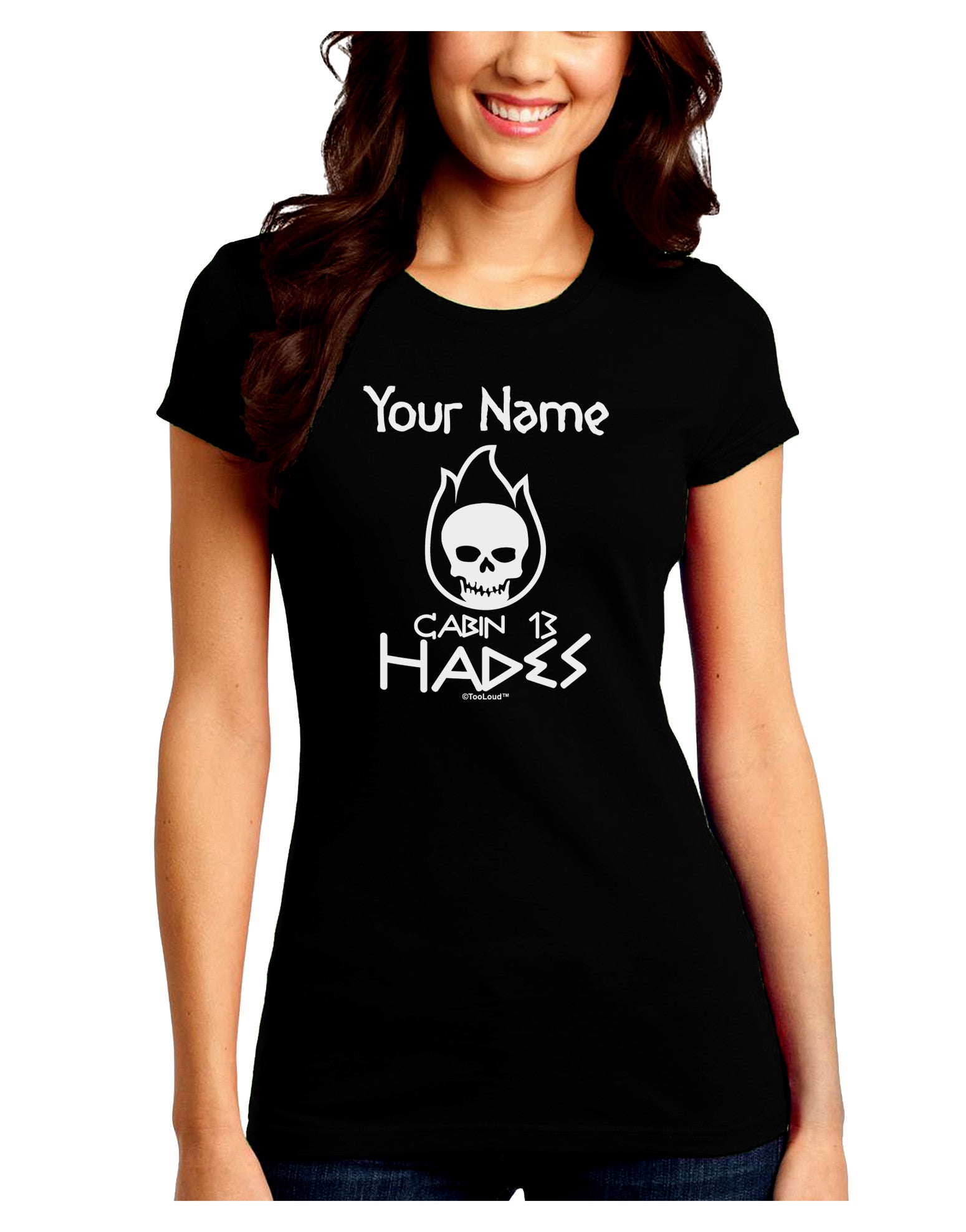 Personalized Cabin 13 Hades Juniors Crew Dark T-Shirt